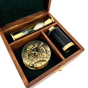 Zestaw Upominkowy Retro  Kompas, Luneta, Klepsydra w Pudełku Drewnianym - NC102365 4