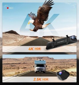 WOLFBOX G900 PRO lustrzana kamera samochodowa 12'' 128 GB WiFi 5,8GHz 3