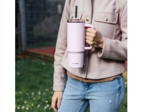 Quokka Stream Kubek termiczny ze stali nierdzewnej 950 ml z słomką (Light Pink) 2