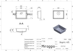 Umywalka podblatowa MIRAGGIO BOGOTA 47*34*16 Mat Biała 0000788 2