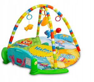 Bounn Mata dla niemowląt z zawieszkami i pianinkiem okrągła wielokolorowa 4
