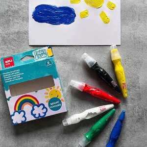 Farby w tubie z pędzelkiem Apli Kids - Kolory podstawowe 6 szt. 4