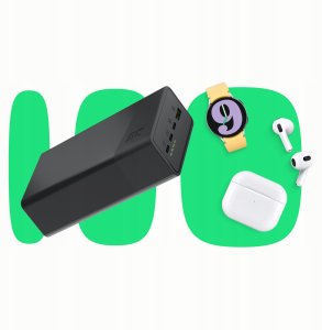 Greencell PowerPlay 30 - czarny powerbank 30 000mAh, 22,5W, 4 porty 15