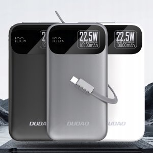 Powerbank Dudao K31 10000 mAh 22,5W PD z wbudowanym kablem szary 2