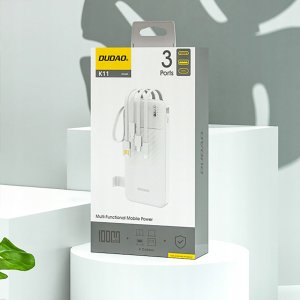 Powerbank Dudao K11 10000mAh z wbudowanymi kablami biały 4