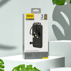 Powerbank Dudao K11 10000mAh z wbudowanymi kablami czarny 9