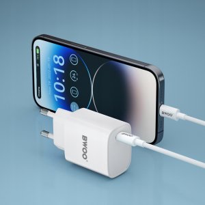 BWOO ładowarka sieciowa PD CDA159 USB-C + kabel USB-C - Lightning 20W biała 2