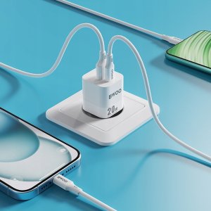 BWOO ładowarka sieciowa PD CDA156 1x USB-C 1x USB 20W biała 2