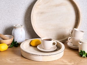 Zestaw 2 tac do serwowania MANSOURA Drewno mango Jasnobrązowy 4