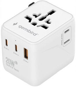Gembird GEMBIRD Uniwersalny adapter podróżny 20W biały 5
