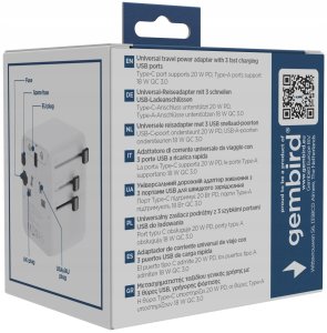 Gembird GEMBIRD Uniwersalny adapter podróżny 20W biały 7