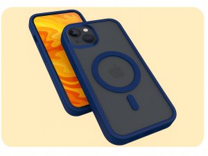 Etui do Apple iPhone 13 / 14 (Do Magsafe, Przezroczyste, Granatowe)   Szkło 2