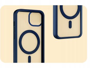 Etui do Apple iPhone 13 / 14 (Do Magsafe, Przezroczyste, Granatowe)   Szkło 3