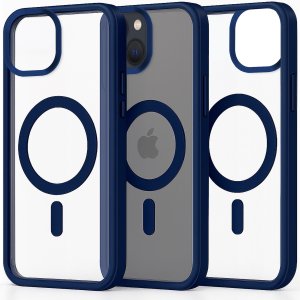 Etui do Apple iPhone 13 / 14 (Do Magsafe, Przezroczyste, Granatowe)   Szkło 7