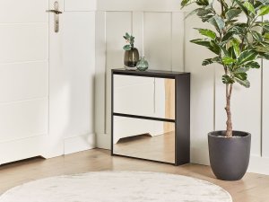 Szafka na buty 2 przegrody lustrzane fronty czarna MIDFIELD 2