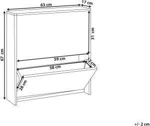 Szafka na buty 2 przegrody lustrzane fronty czarna MIDFIELD 3