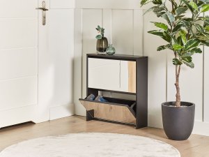 Szafka na buty 2 przegrody lustrzane fronty czarna MIDFIELD 4