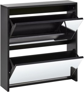 Szafka na buty 2 przegrody lustrzane fronty czarna MIDFIELD 6