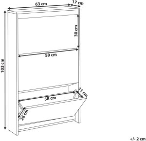 Szafka na buty 3 przegrody lustrzane fronty biała MIDFIELD 3