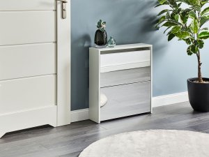 Szafka na buty 2 przegrody lustrzane fronty biała MIDFIELD 2