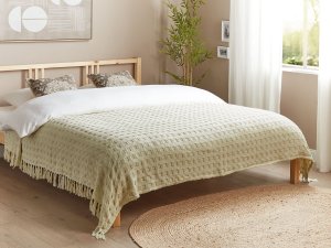 Narzuta na łóżko BERE Bawełna 200 x 220 cm Złamana biel 2