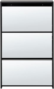 Szafka na buty 3 przegrody lustrzane fronty czarna MIDFIELD 5