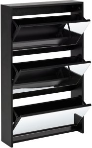 Szafka na buty 3 przegrody lustrzane fronty czarna MIDFIELD 6