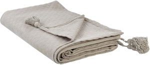 Narzuta na łóżko LINDULA Bawełna 200 x 220 cm Beżowoszary 4