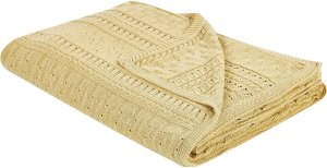 Narzuta na łóżko DAULET Bawełna 150 x 200 cm Żółty 4