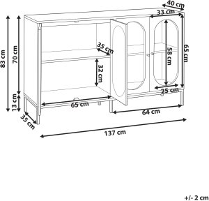 Szafka ze szklanymi drzwiami LANGFORD Drewno 137 cm Czarny 3