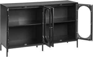 Szafka ze szklanymi drzwiami LANGFORD Drewno 137 cm Czarny 5