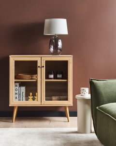 Szafka ze szklanymi drzwiami ALBANY 80 cm Jasnobrązowy 2