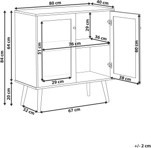 Szafka ze szklanymi drzwiami ALBANY 80 cm Jasnobrązowy 3