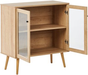 Szafka ze szklanymi drzwiami ALBANY 80 cm Jasnobrązowy 4