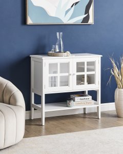 Szafka ze szklanymi drzwiami Z półką INLET Drewno 80 cm Biały 2