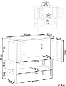 Szafka ze szklanymi drzwiami Z półką INLET Drewno 80 cm Biały 3