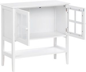 Szafka ze szklanymi drzwiami Z półką INLET Drewno 80 cm Biały 4