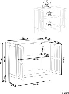 Szafka ze szklanymi drzwiami MIRAM Drewno 80 cm Biały 3