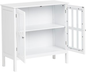 Szafka ze szklanymi drzwiami MIRAM Drewno 80 cm Biały 4