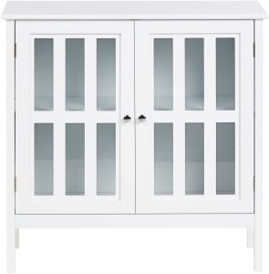 Szafka ze szklanymi drzwiami MIRAM Drewno 80 cm Biały 5