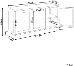 Szafka ze szklanymi drzwiami NEWPORT Metal 115 cm Bordowy 3