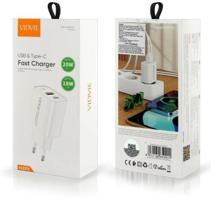 Ładowarka TypC USB A Szybkie ładowanie Dwa porty 1x USB C 1x USB A 20W 2