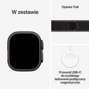 Smartwatch Apple Watch Ultra 3 GPS + Cellular 49mm Black Titanium / Trail Loop S/M Czarny (MF1D4ET/A) 3
