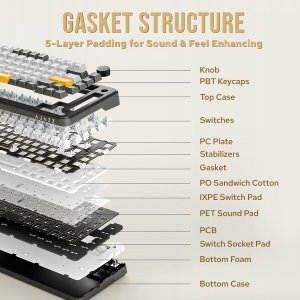 Klawiatura gamingowa bezprzewodowa mechaniczna AK820MAX - Retro Colour - Flying Fish Switch - 8000 mAh 11