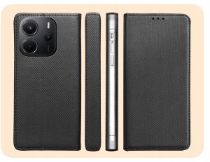 Hello Case ETUI Z KLAPKĄ DO XIAOMI REDMI NOTE 14 4G CZARNE ZAMYKANE MAGNETYCZNE KABURA 6