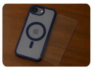 Hello Case Etui do Apple iPhone 16e (Do Magsafe, Przezroczyste, Granatowe) Szkło 9H 6