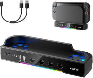 Baza chłodząca z RGB, hubem i uchwytem do Nintendo Switch 2 5