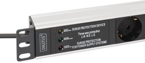 1U Alu PDU,Rackmount.,7x Safety outlet 16A,230VAC,50/60Hz,Surge protection,Line Filter 3