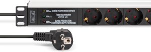 1U Alu PDU,Rackmount.,7x Safety outlet 16A,230VAC,50/60Hz,Surge protection,Line Filter 4