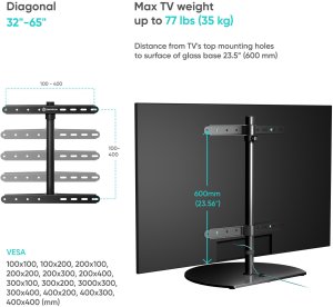 TV SET ACC DESKTOP STAND/32-65" BLACK PT2-B ONKRON PT2-B (4603728443331) 2